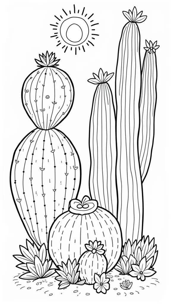 printable cactus coloring pages